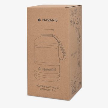 Navaris Trinkflasche, 2,2 Liter Wasserflasche - XXL Gym Bottle - Sport Flasche Wasserflasche Water Jug - stabile Sportflasche aus Edelstahl