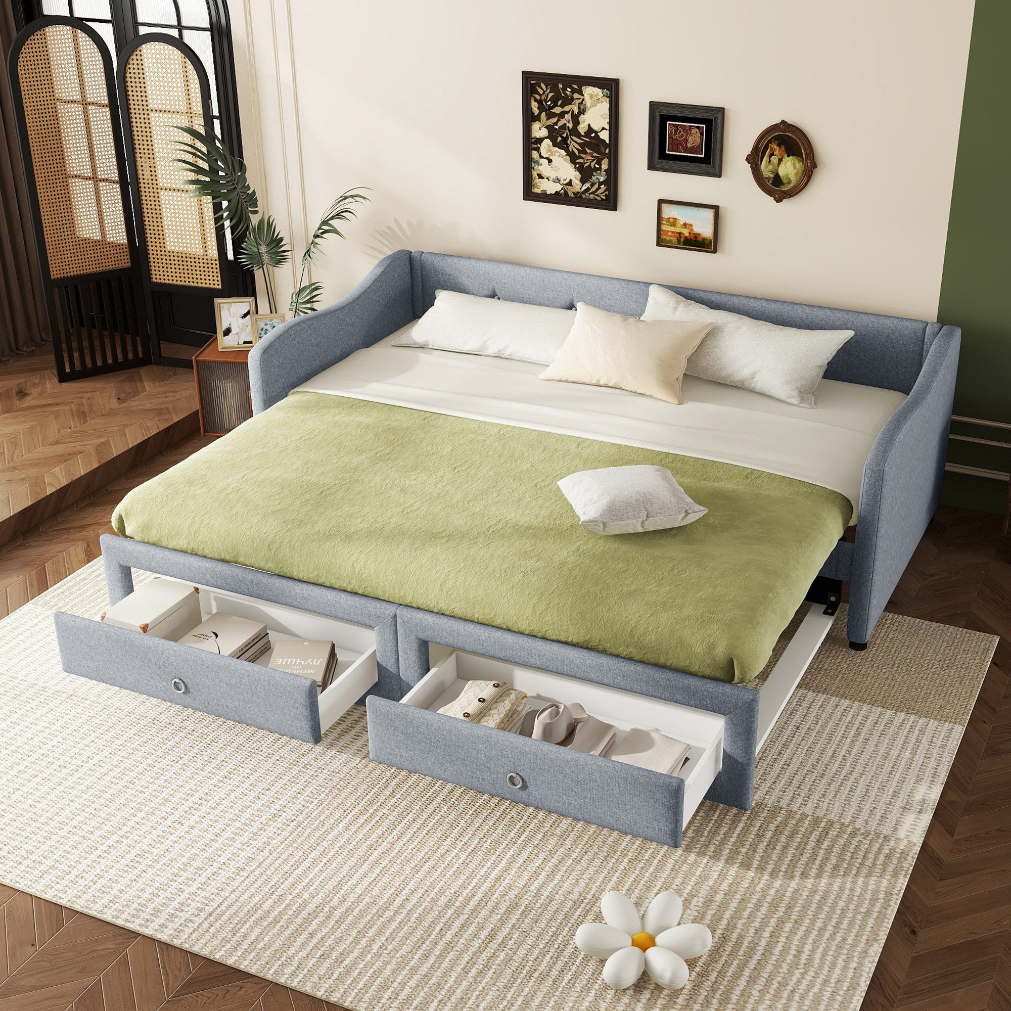 Flieks Daybett, Schlafsofa Polsterbett ausziehbar 90x200cm/180x200cm günstig online kaufen
