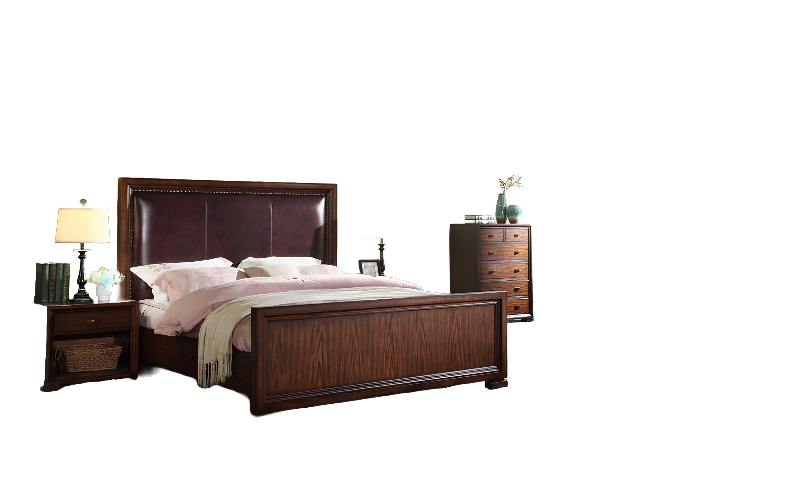 Xlmoebel Bett Schlafzimmer-Set im modernen Luxusdesign mit edlen Materialien (Schlafzimmer-Set, 4tlg. Schlafzimmer Set(Bett+2x Nachttisch+Kommode), Hergestellt in Europa