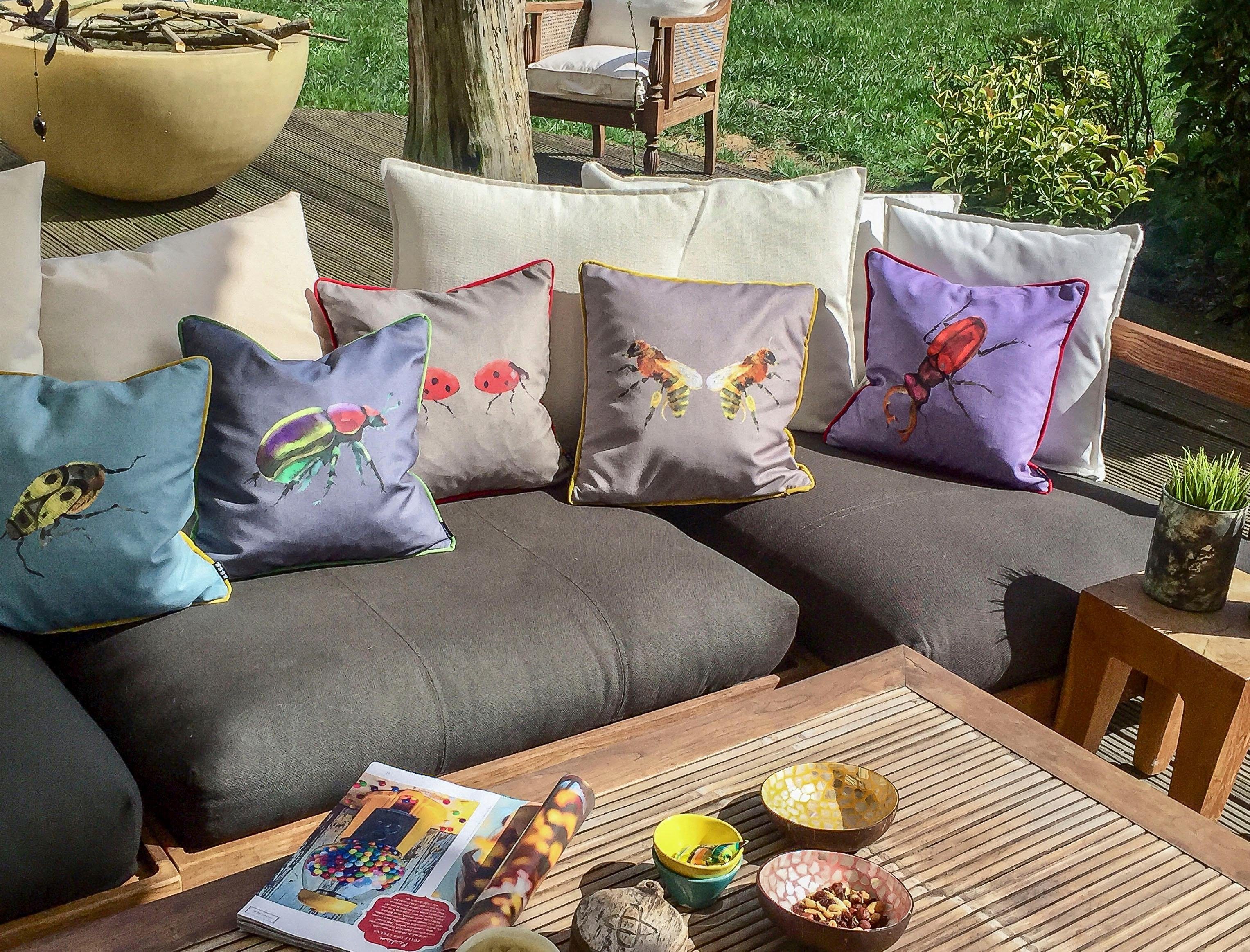 H.O.C.K. Dekokissen Rosenkäfer, changierender Samt, Kissenhülle mit Füllung, 1 Stück