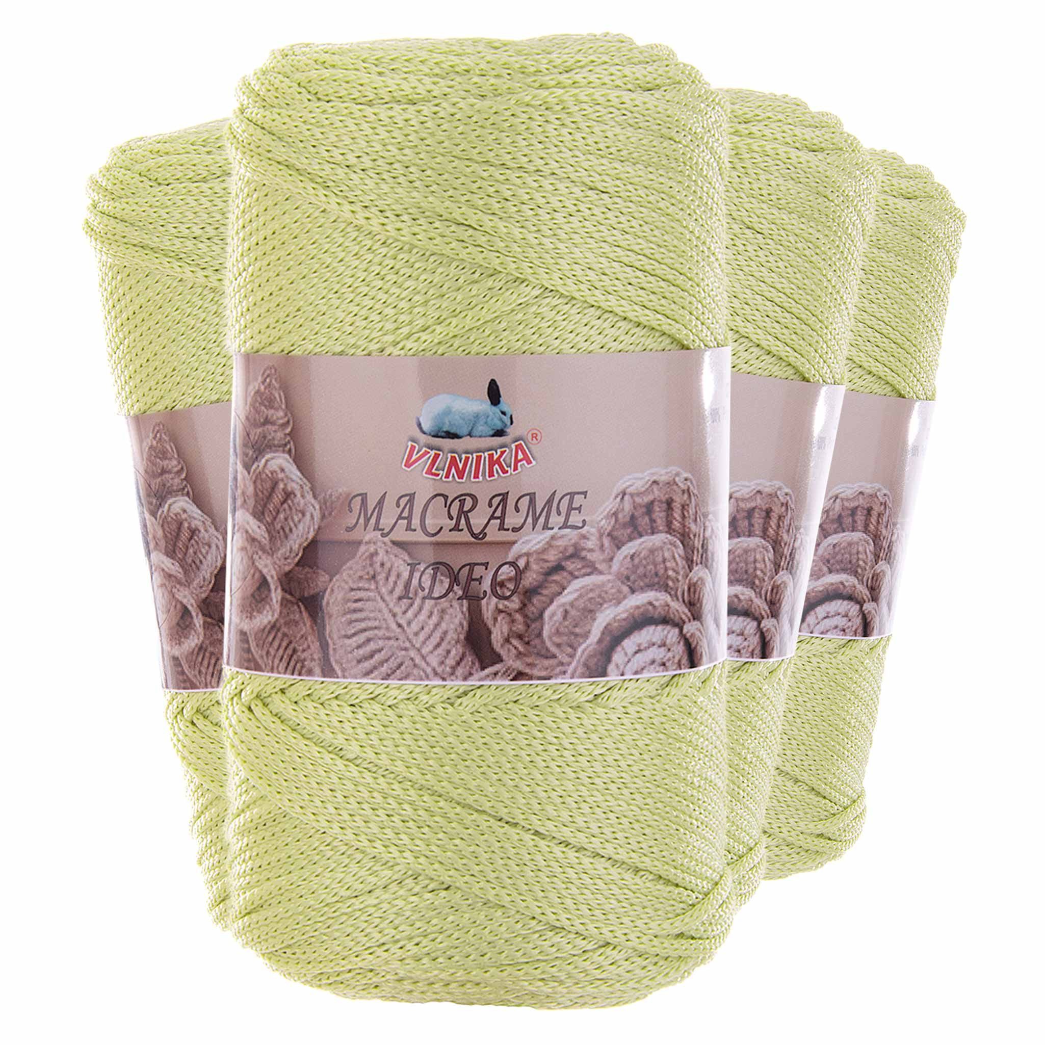maDDma 4 x 250g Strickgarn Macrame Ideo Unifarben Häkelgarn Flechtgarn Häkelwolle, 1000 m (Sparpaket (4 Knäuel je 250g), pastellgelb