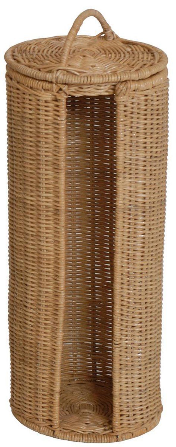 Krines Home Toiletten-Ersatzrollenhalter WC Rollenhalter Ersatzrollenhalter Rattan Toilettenpapierhalter, mit Deckel