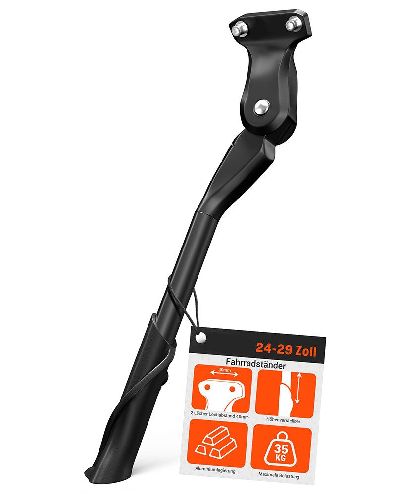 FOUORTUNATE-BEE Fahrradständer Fahrradständer 24-29 Zoll (Fahrradständer mit 2 Löchern,Stabil Seitenständer,Konzipiert für E-Bike und MTB), 40mm Loch für M6 Schrauben,18mm Loch für M5/M6 Schrauben geeignet
