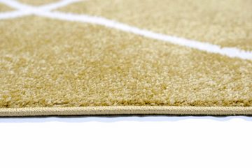 Teppich Teppich Skandinavischer Stil Wohnzimmer Rautenmuster - pflegeleicht - gold creme weiß, Teppich-Traum, rechteckig, Höhe: 0.9 mm