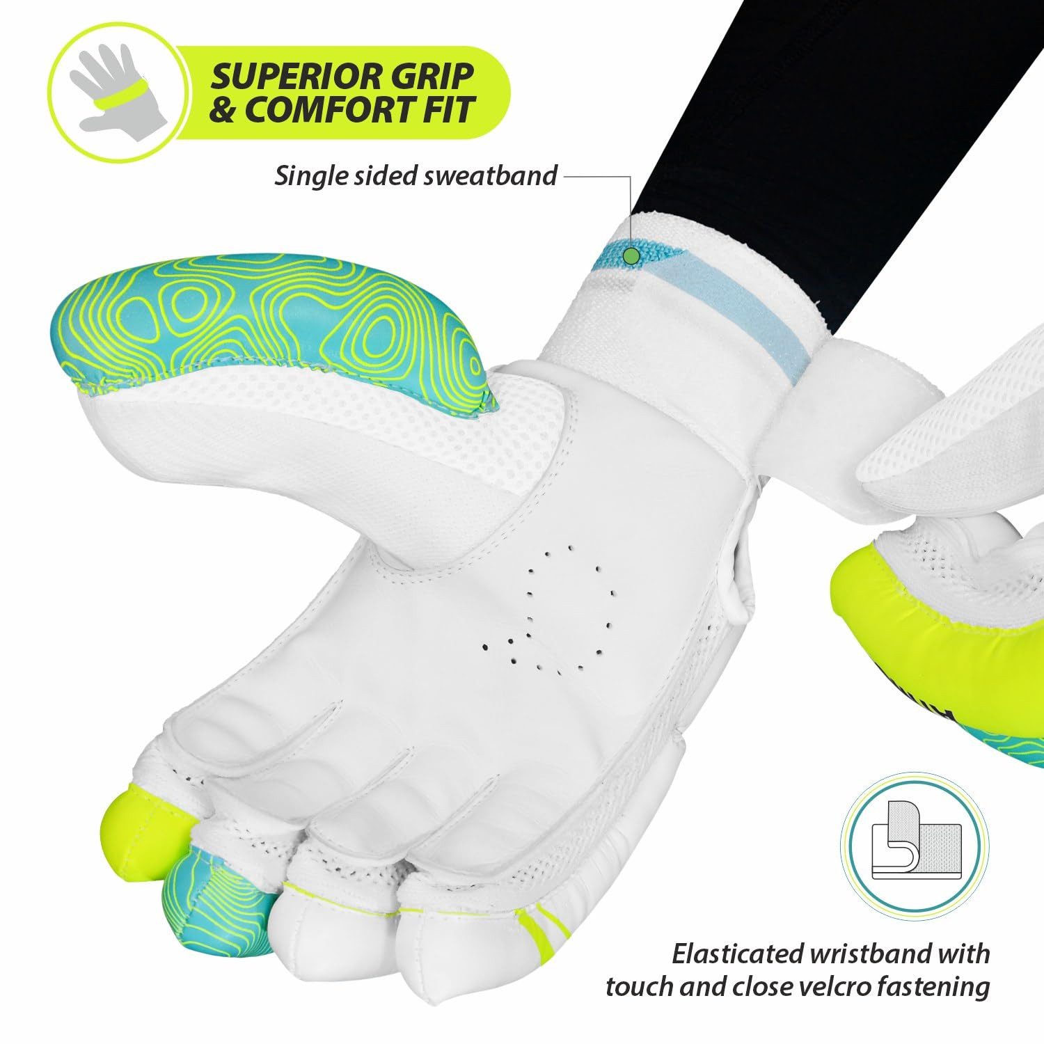 DSC Trainingshandschuhe Atmos Cricket Batting Handschuh – Leder, Leicht & Stoßschutz (Cricket Batting Handschuh, 1 Stück, Herren LH (linke Hand), Multicolor)