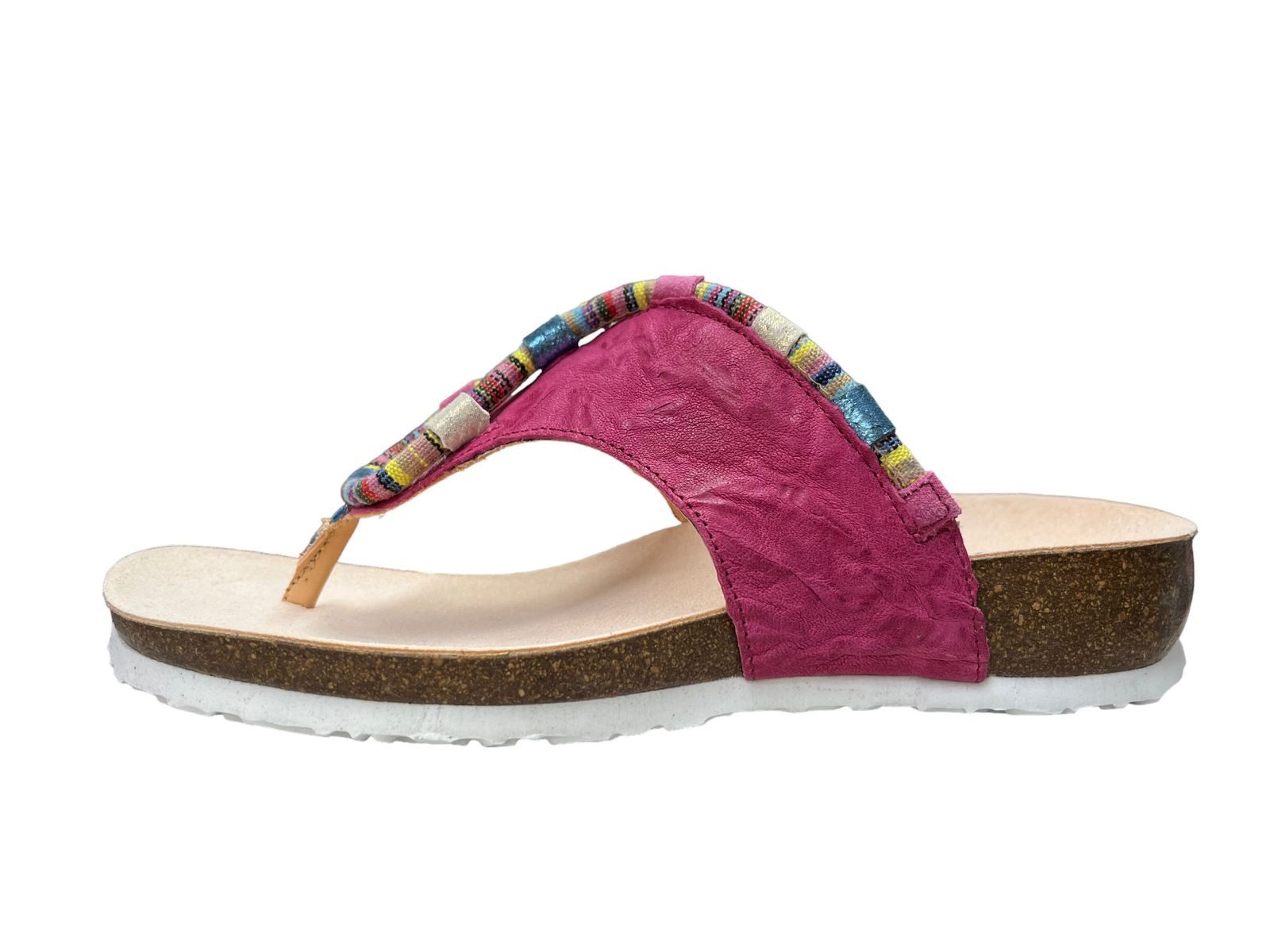 Think! Think! Damen Zehentrenner Pantolette JULIA 3-000211-5040 fuxia/kombi Zehentrenner