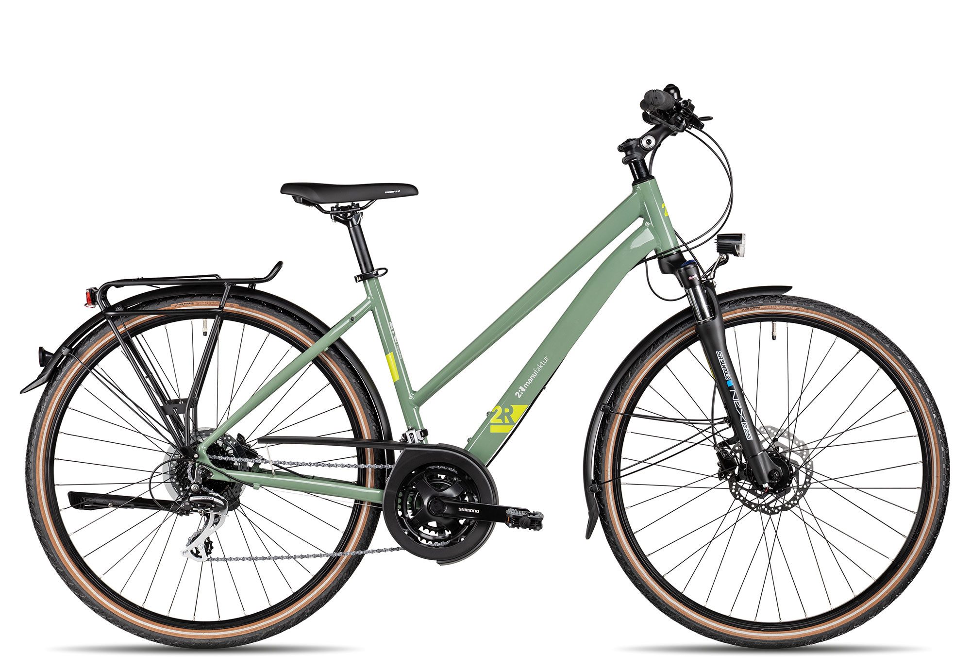 2R Manufaktur Trekkingrad TRX 24 Trapez, 24 Gang Shimano Altus RD-M310 Schaltwerk, Kettenschaltung, hydraulische Scheibenbremse grün