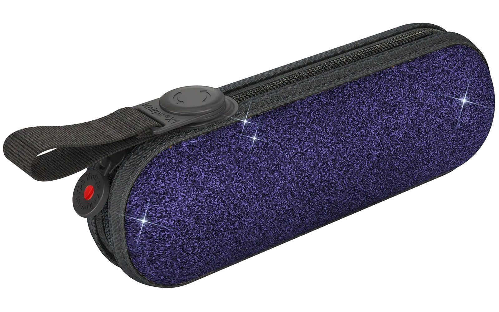 mit Knirps® X1 Taschenregenschirm navy mini Glitzer-Etui, im Schlaufe Befestigungsmöglichkeit die durch Damen-Schirm Glam