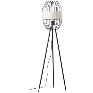 Lightbox Stehlampe, ohne Leuchtmittel, Dreibein-Lampe, 134 x 45 cm, E27, Metall/Textil, schwarz/natur