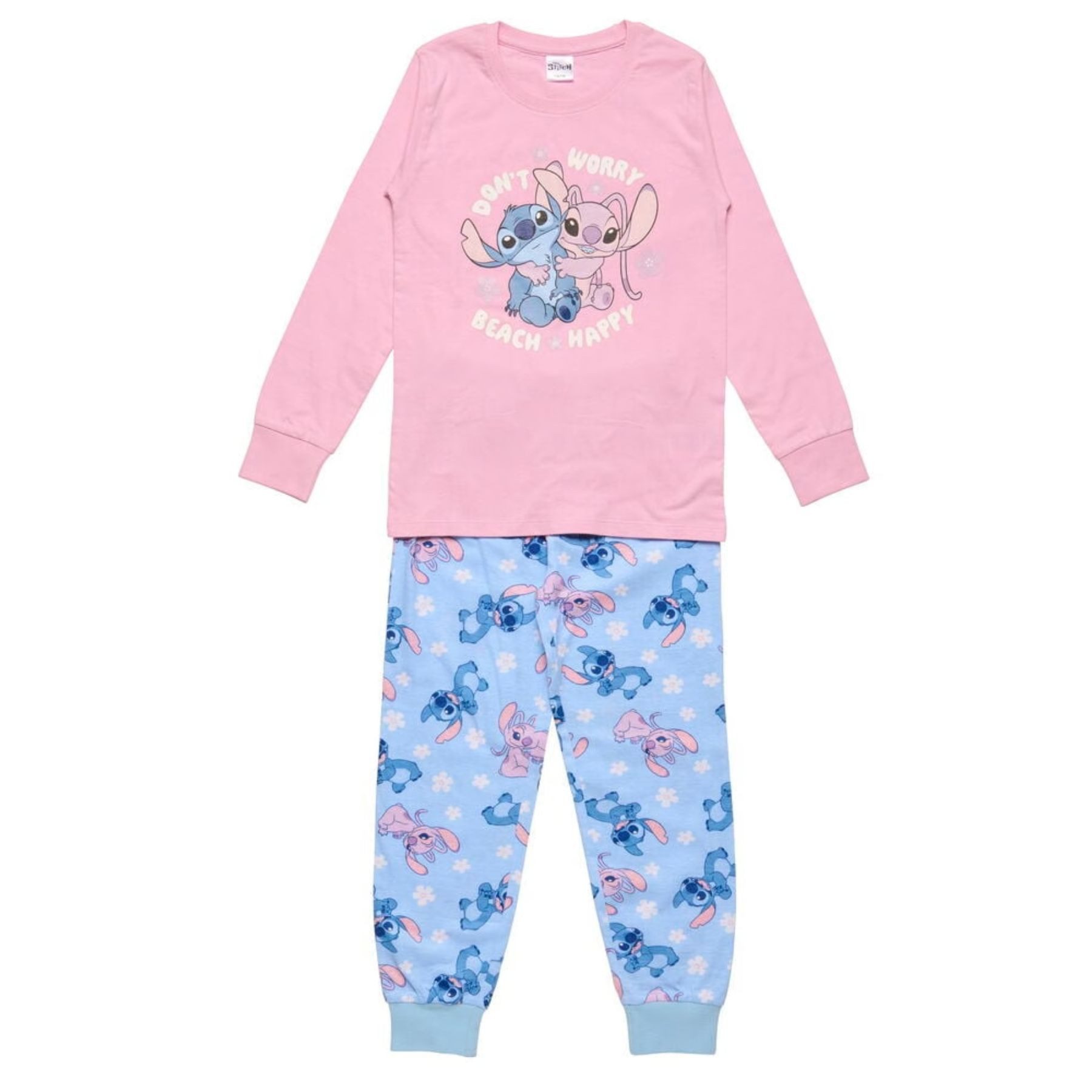 Disney Pyjama Lilo und Stitch Kinder Baumwollpyjama Schlafanzug für Zuhause