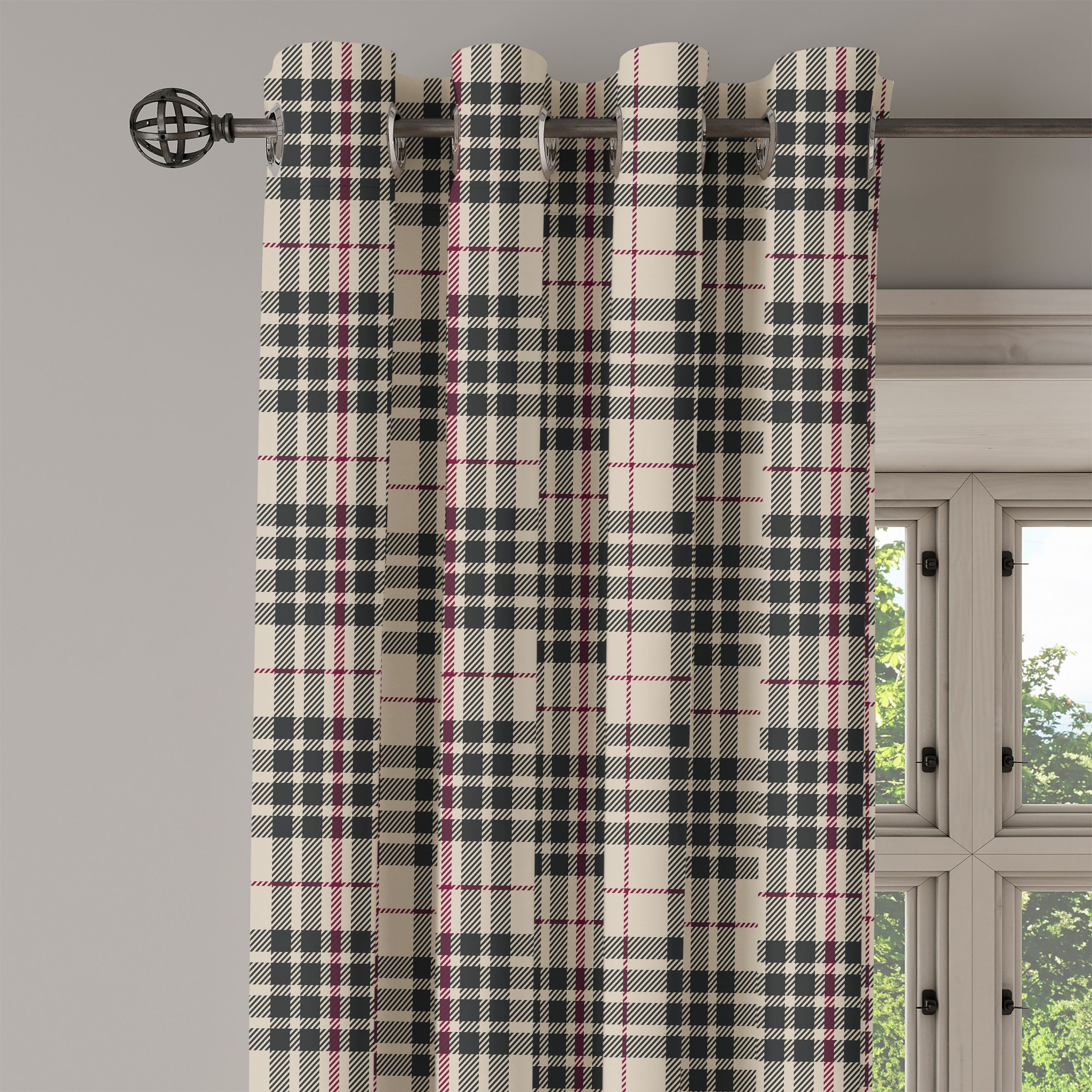Gardine Tartan 2-Panel-Fenstervorhänge für Wohnzimmer, Abakuhaus, Heraldik Schlafzimmer Dekorative Kariert britische