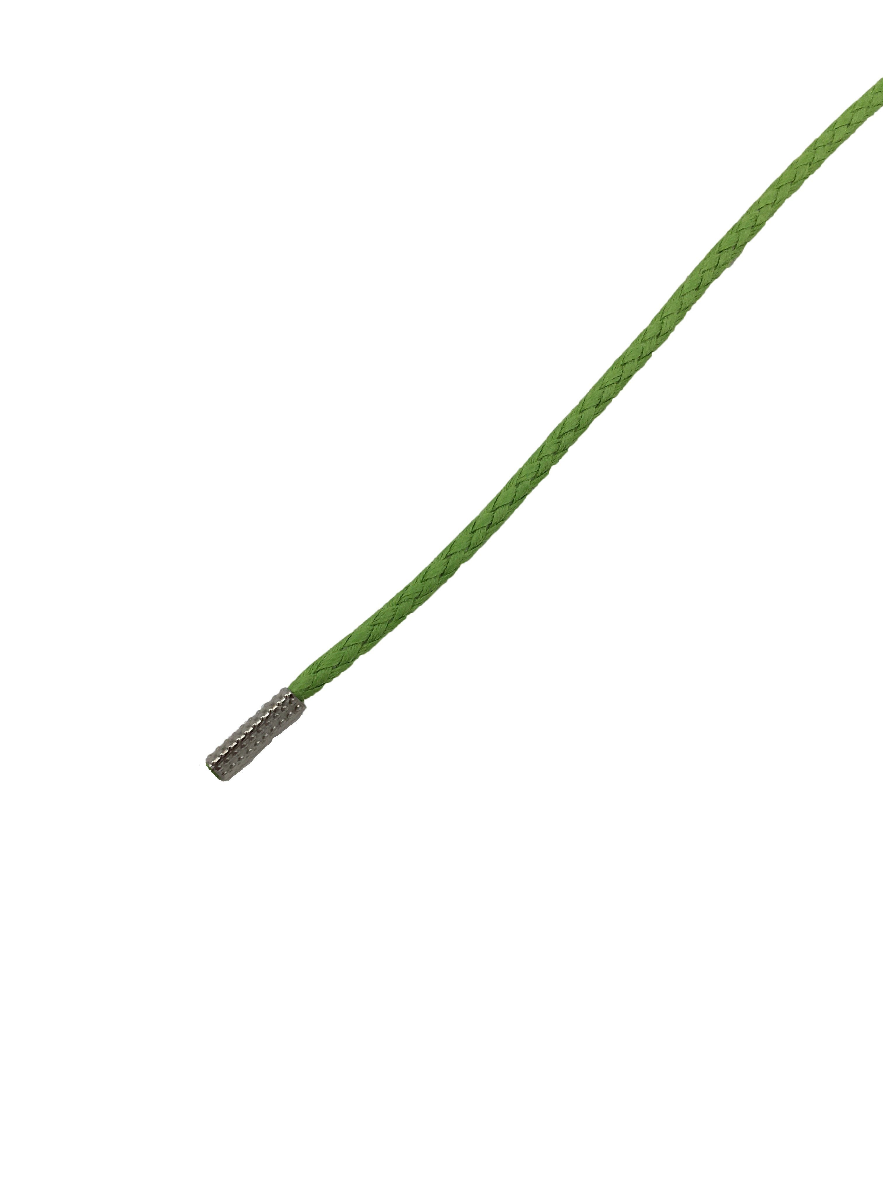 Rema Schnürsenkel Rema Schnürsenkel Hellgrün - rund - gewachst - Kordel - ca. 2,5 mm dünn für Sie nach Wunschlänge geschnitten und mit Metallenden versehen