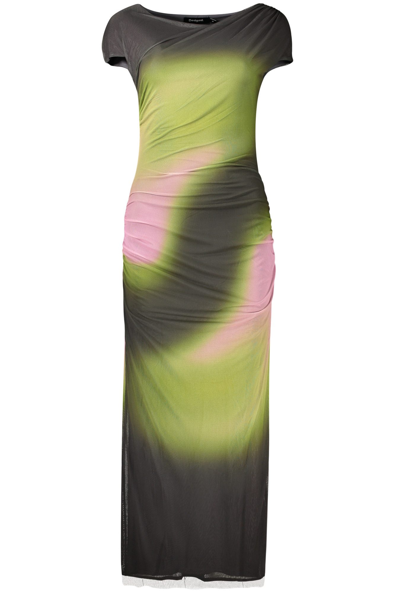 Desigual Partykleid Langes grünes Kleid mit Muster und Kontrastdetails – Krakauer Flair