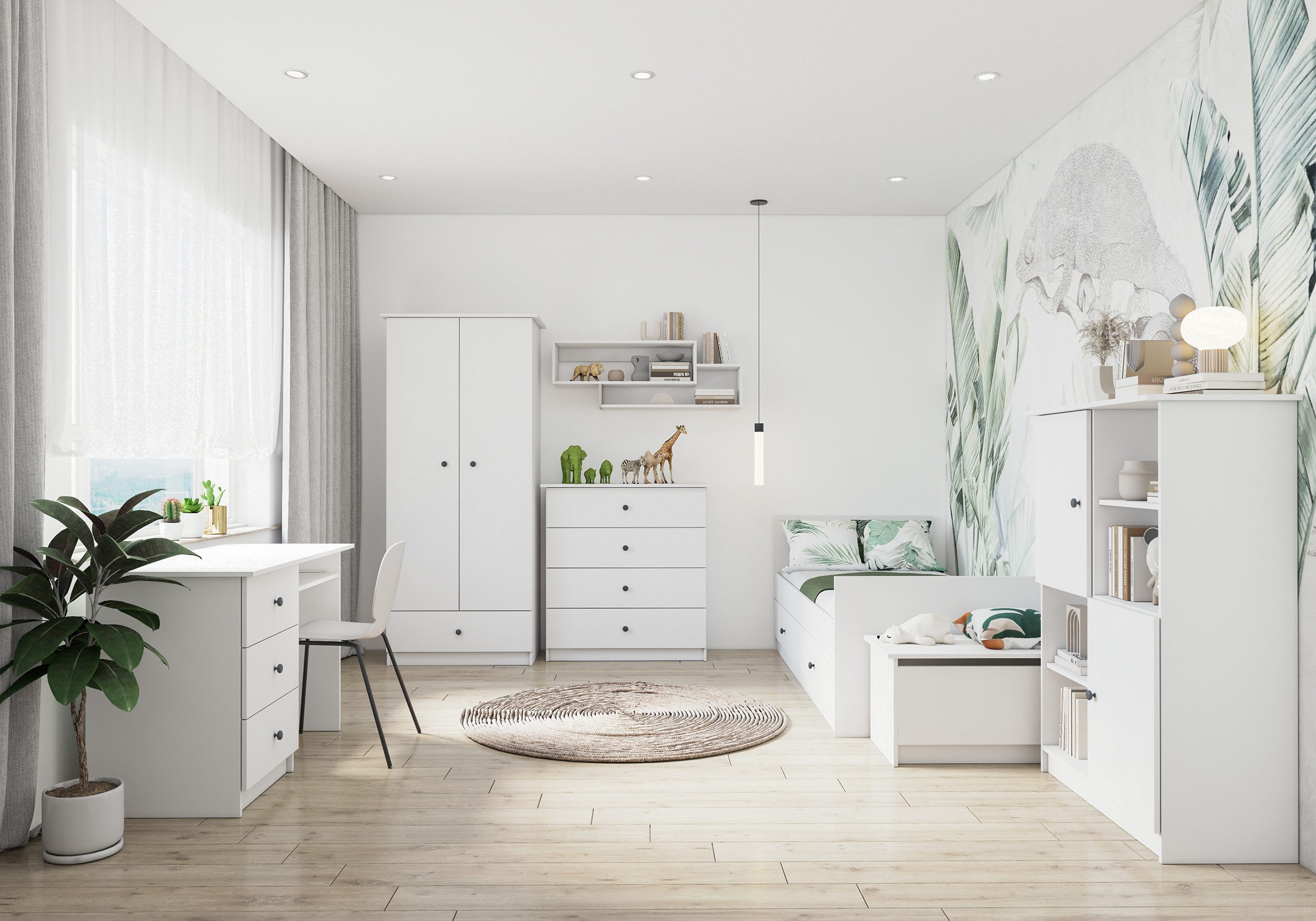 möbel-direkt.de Jugendzimmer-Set Livani in Weiß, (Kompett Set, 6-tlg., in v günstig online kaufen