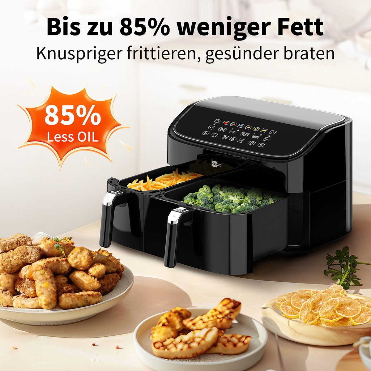 AECO Heißluftfritteuse, 2850 W, Rezeptheft