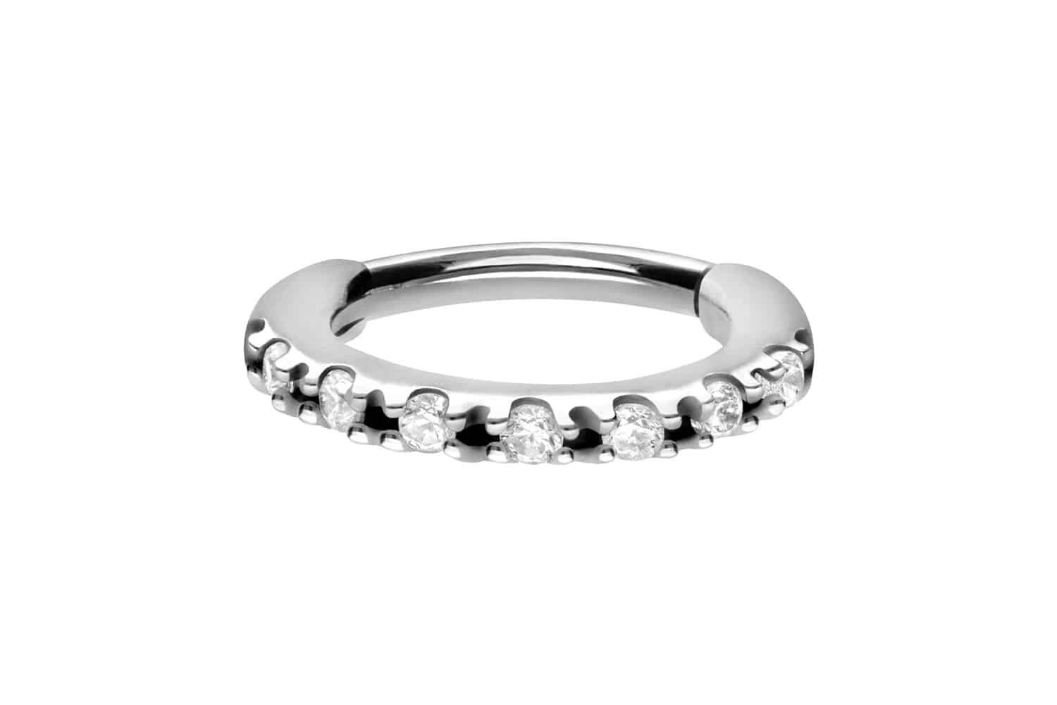 Piercing-Set Chirurgenstahl Segmentring Clicker OVAL + EINGEFASSTE KRISTALLE