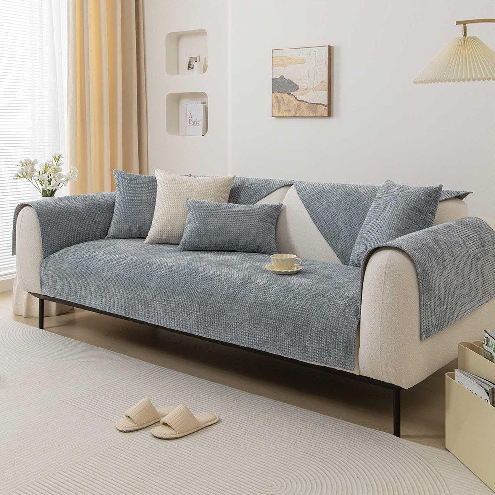 NUODWELL Sofabezug Chenille-Sofabezug für 1/2/3/4 Sitze/L-förmiger Universal-Sofabezug