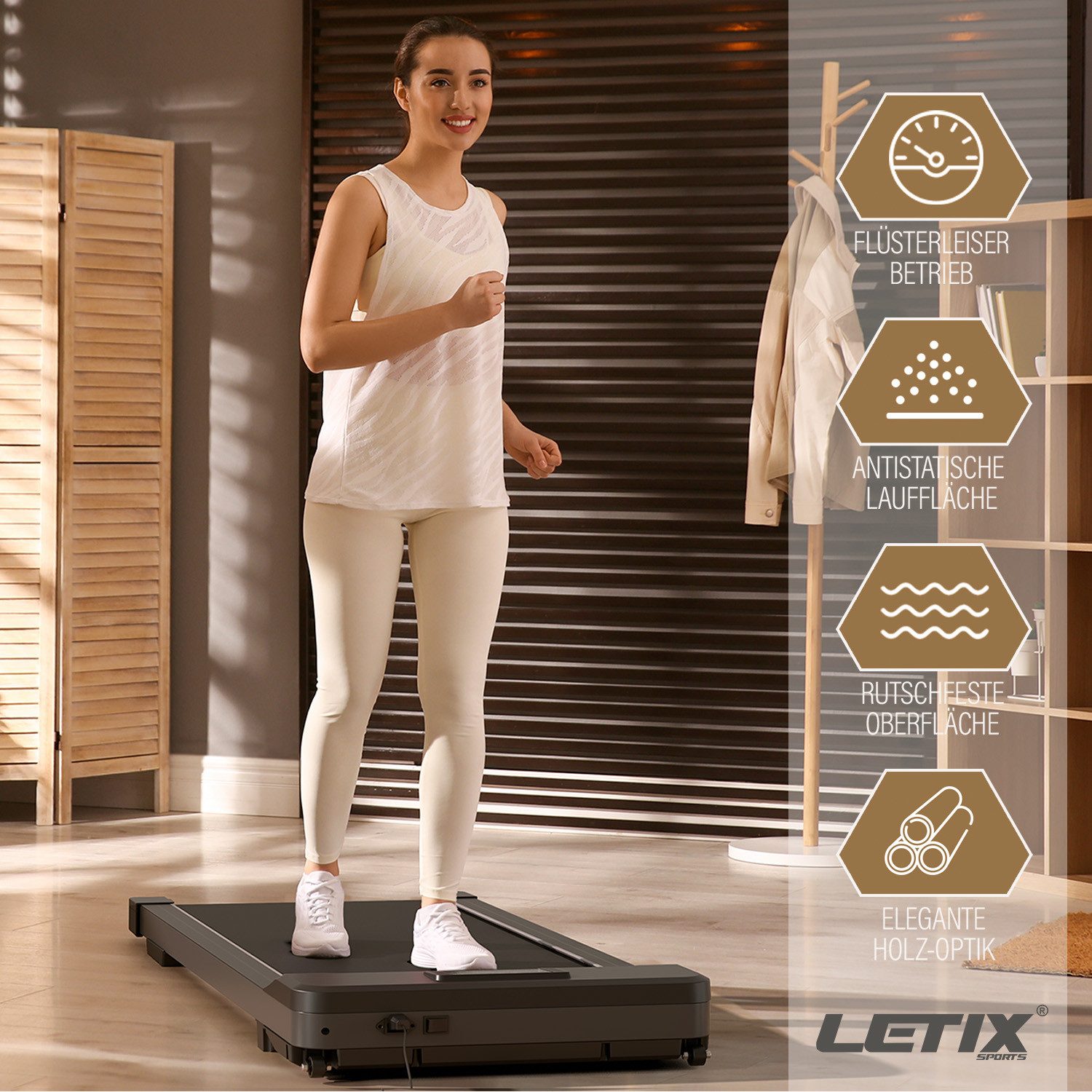 Letix Sports Laufband DeskWalk Motorisiertes Fitnessgerät (mit LCD-Display, Schreibtisch Heimtrainer Elektrisch für zu Hause und Büro)