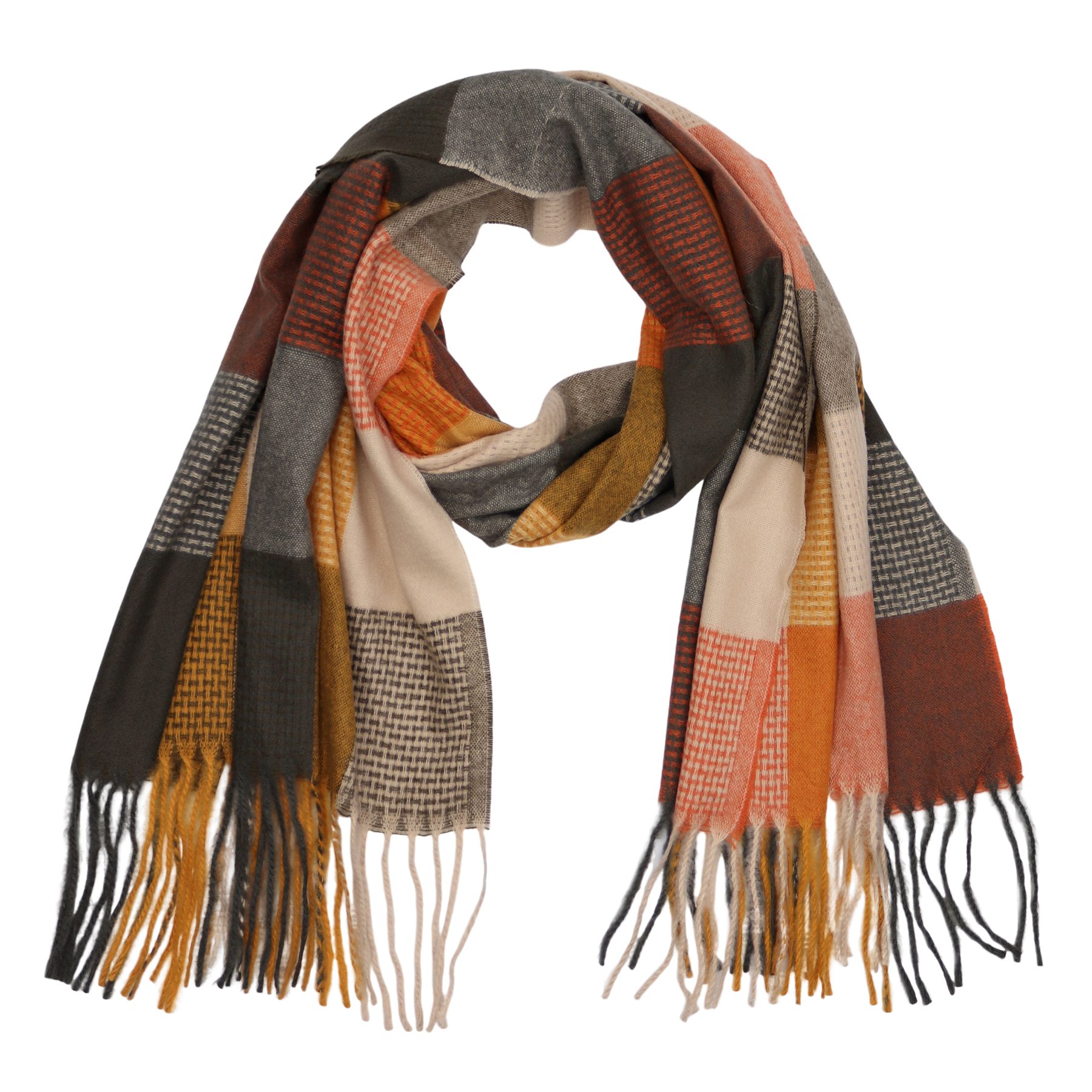 MIRROSI Modeschal weicher und warmer karierter Karo Schal mit Fransen, 70x180cm, (Viele tolle Farboptionen zur Auswahl), Damen Halstuch ideal für Herbst und Winter