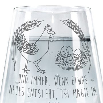Mr. & Mrs. Panda Glas Huhn Stolz - Transparent - Geschenk, Hoftiere, Henne, Trinkglas mit G, Premium Glas, Hochwertige Gravur