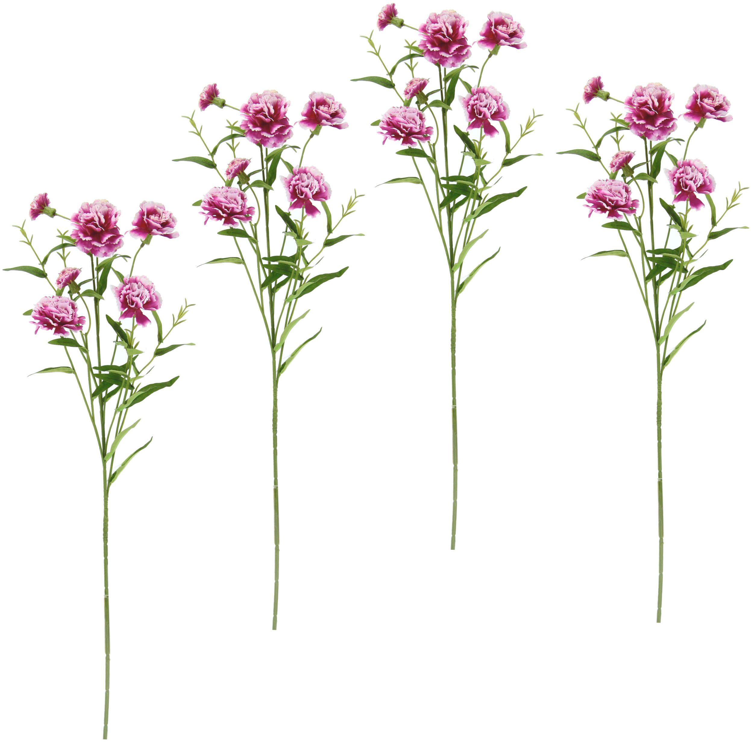 Kunstblume Nelke, I.GE.A., Höhe 71 cm, 4er Set künstliche Blumen, Stielblume dunkelrosa