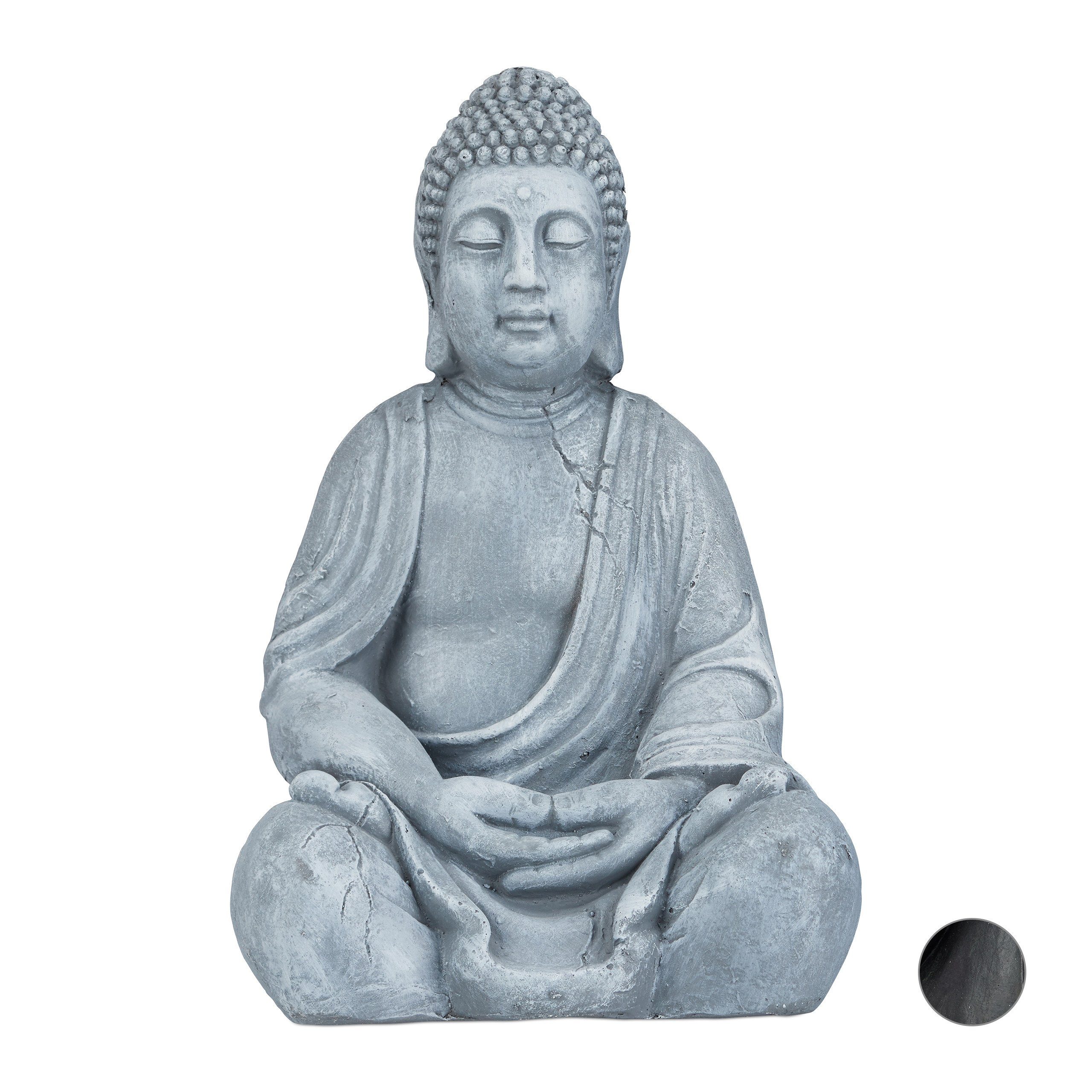 relaxdays Buddhafigur Buddha Figur 50 cm, hellgrau