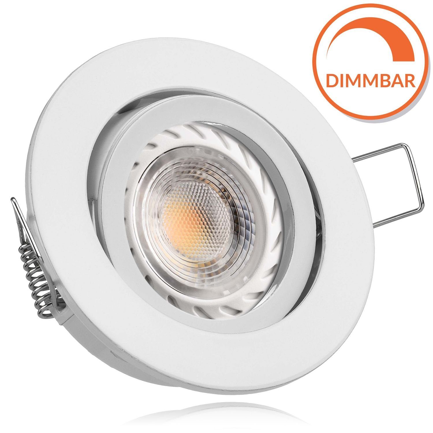 LEDANDO LED Einbaustrahler LED Einbaustrahler Set GU10 in weiß mit 5,5W LED von LEDANDO - dimmbar | Strahler