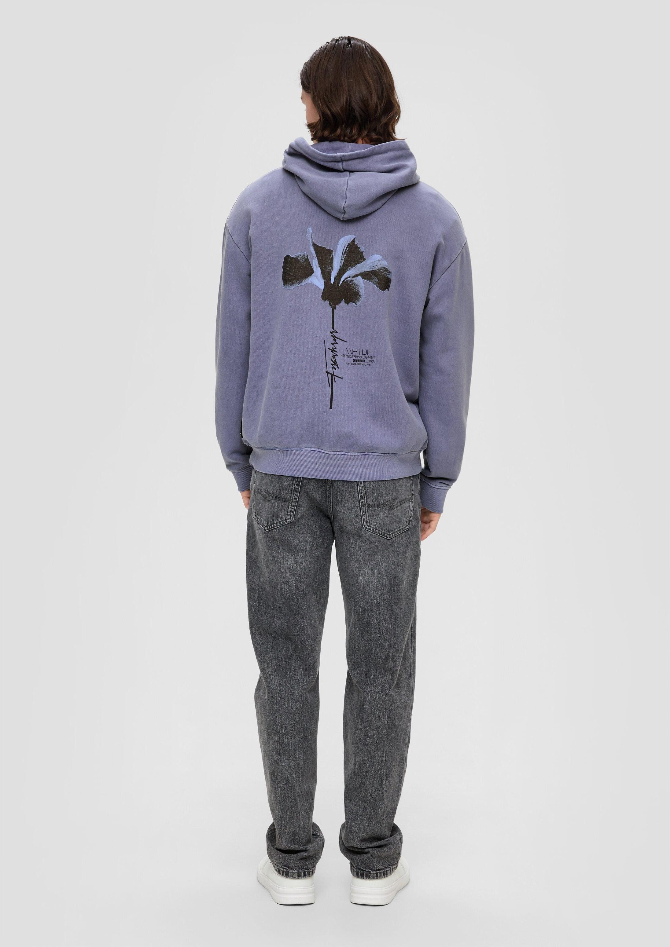 QS Sweatshirt Sweatshirt Hoodie mit Front- und Rückenprint