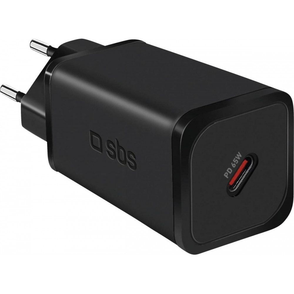 sbs SBS Wall Charger 1x Type-C 65W Schwarz Elektro-Kabel, USB-C, Kompakt und leicht für unterwegs
