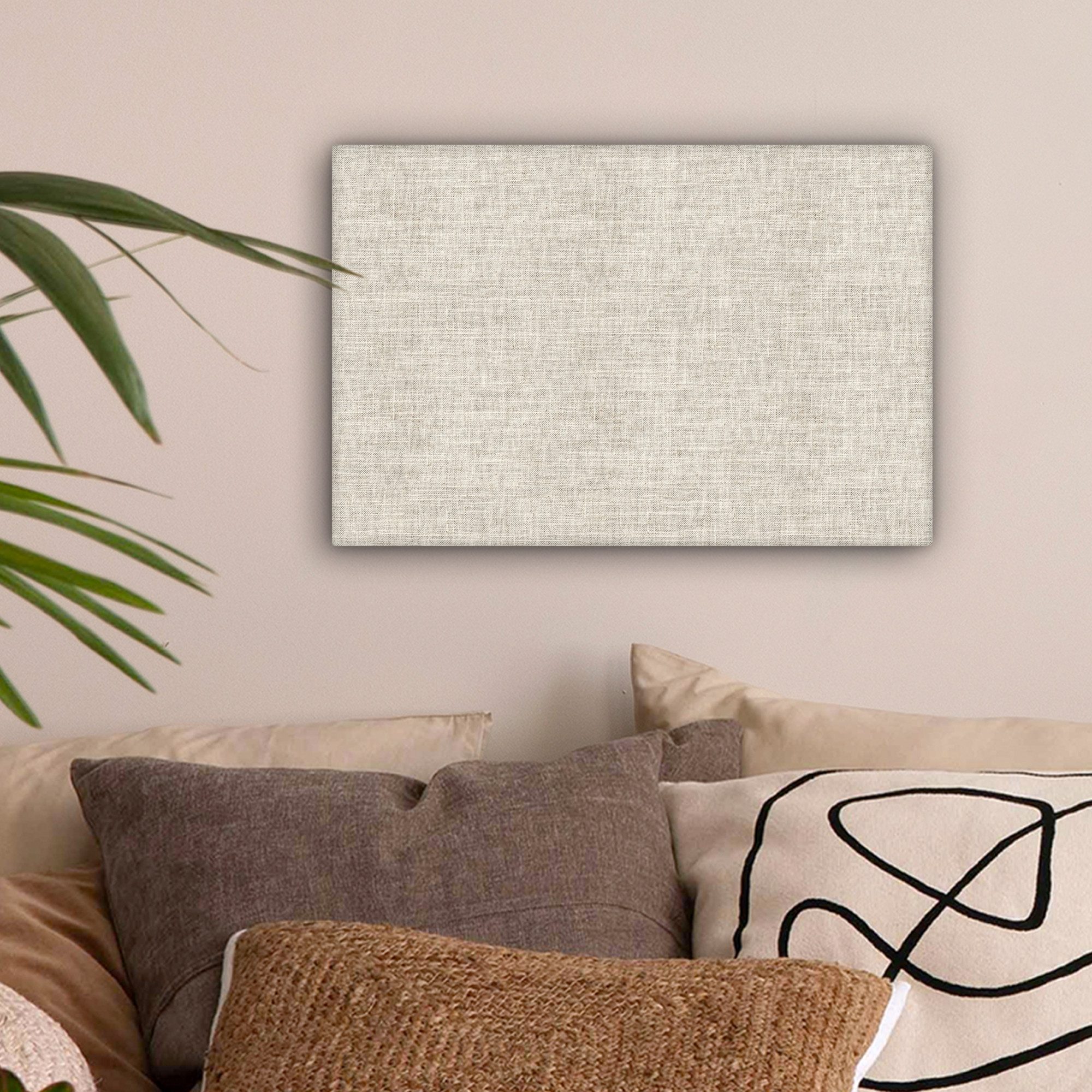 OneMillionCanvasses® Leinwandbild Leinen - Textur - Beige, Fotodruck (1 St), Leinwand Bilder Klein, Wand Dekoration Aesthetic 30x20 cm – Bild 2 von 5