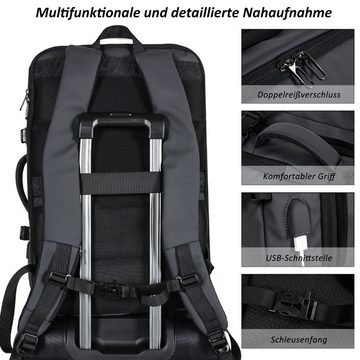 TAN.TOMI Reiserucksack 50L Großer Reiserucksack erweiterbarer Herren Handgepäck Flugzeug, 17.3 Zoll Laptop Rucksack Wasserabweisend Nylon Daypack für Weekender