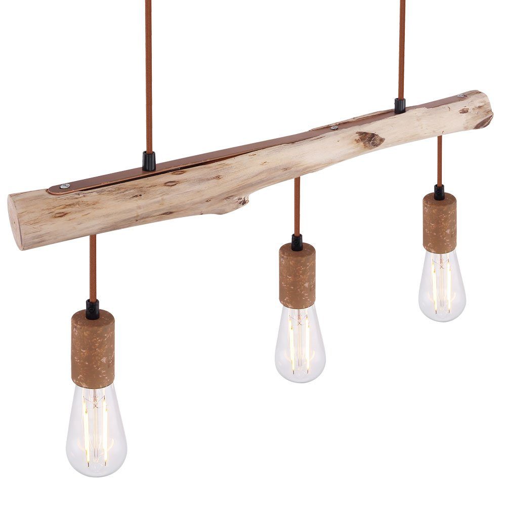 Pendelleuchte, inklusive, Fernbedienung Warmweiß, Hänge Holz Vintage Leuchtmittel Leuchte Farbwechsel, Lampe rost etc-shop Decken LED