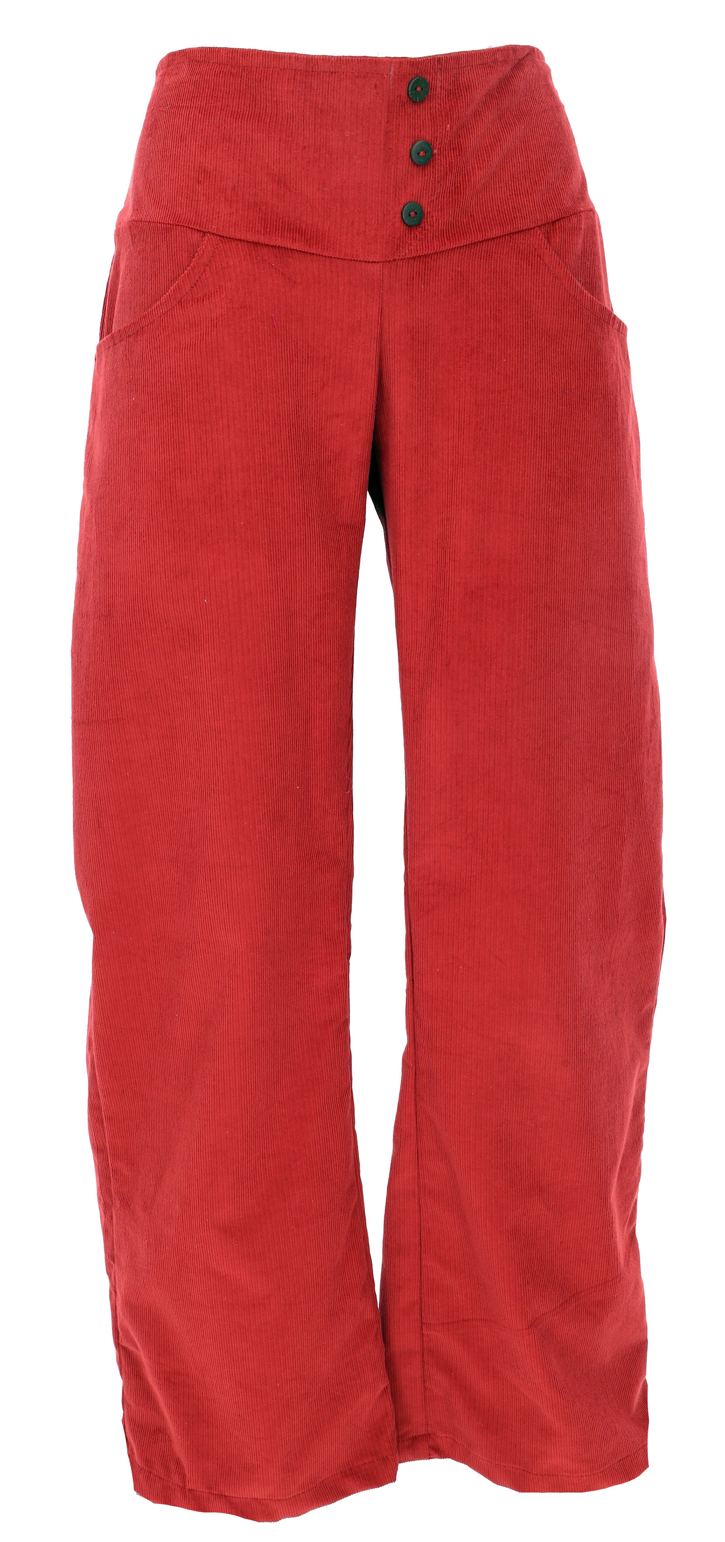 Guru-Shop Relaxhose Cordhose mit leicht ausgestelltem Bein - rot Ethno Style, alternative Bekleidung – Bild 5 von 5