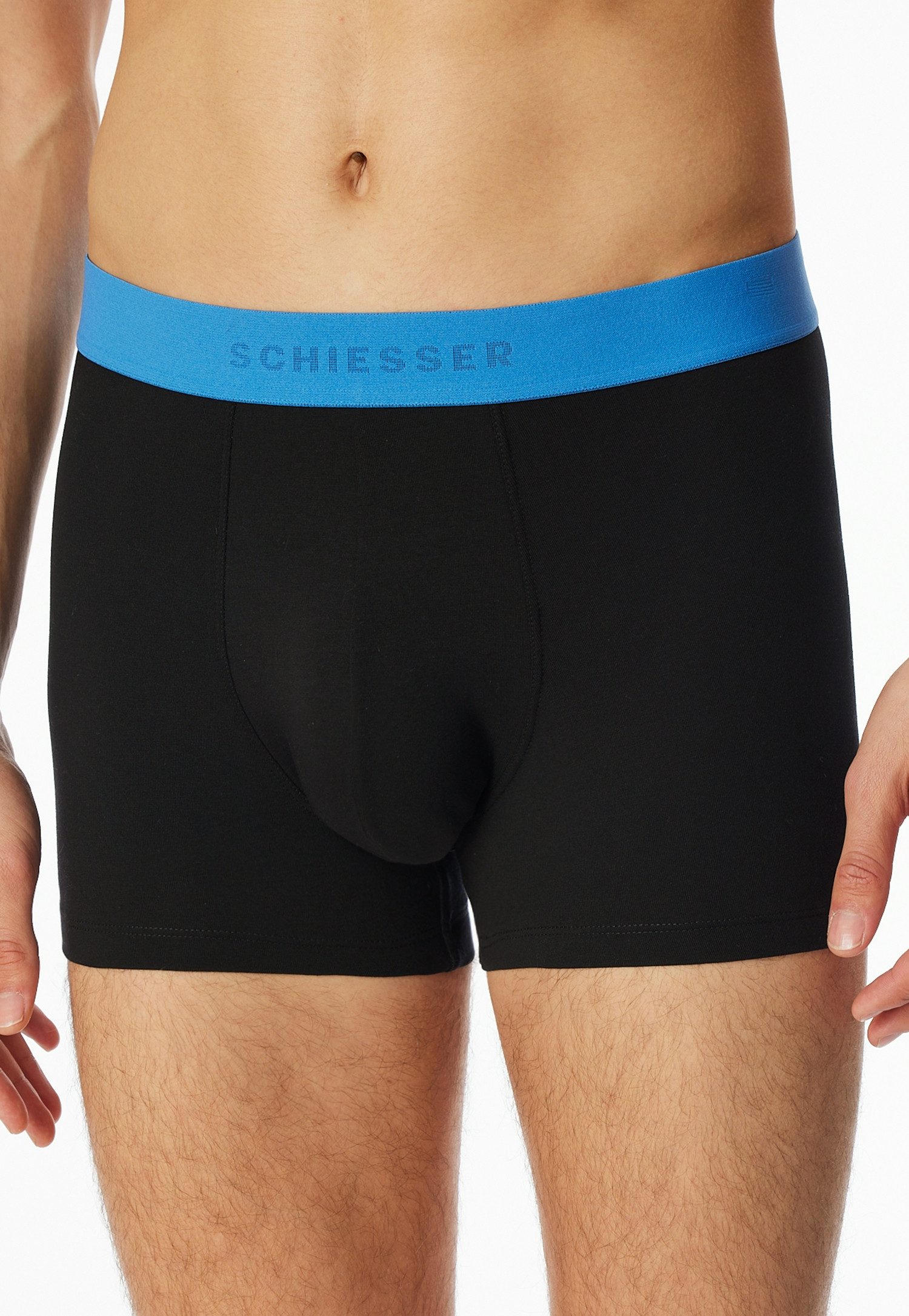 Schiesser Boxershorts 95/5 (3er Pack) mit farbigem Logobund günstig online kaufen