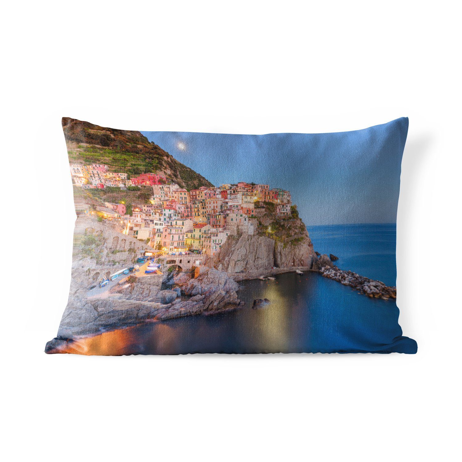 MuchoWow Dekokissen Das bunte Dorf Manarola in den Cinque Terre, Outdoor-Dekorationskissen, Polyester, Dekokissenbezug, Kissenhülle