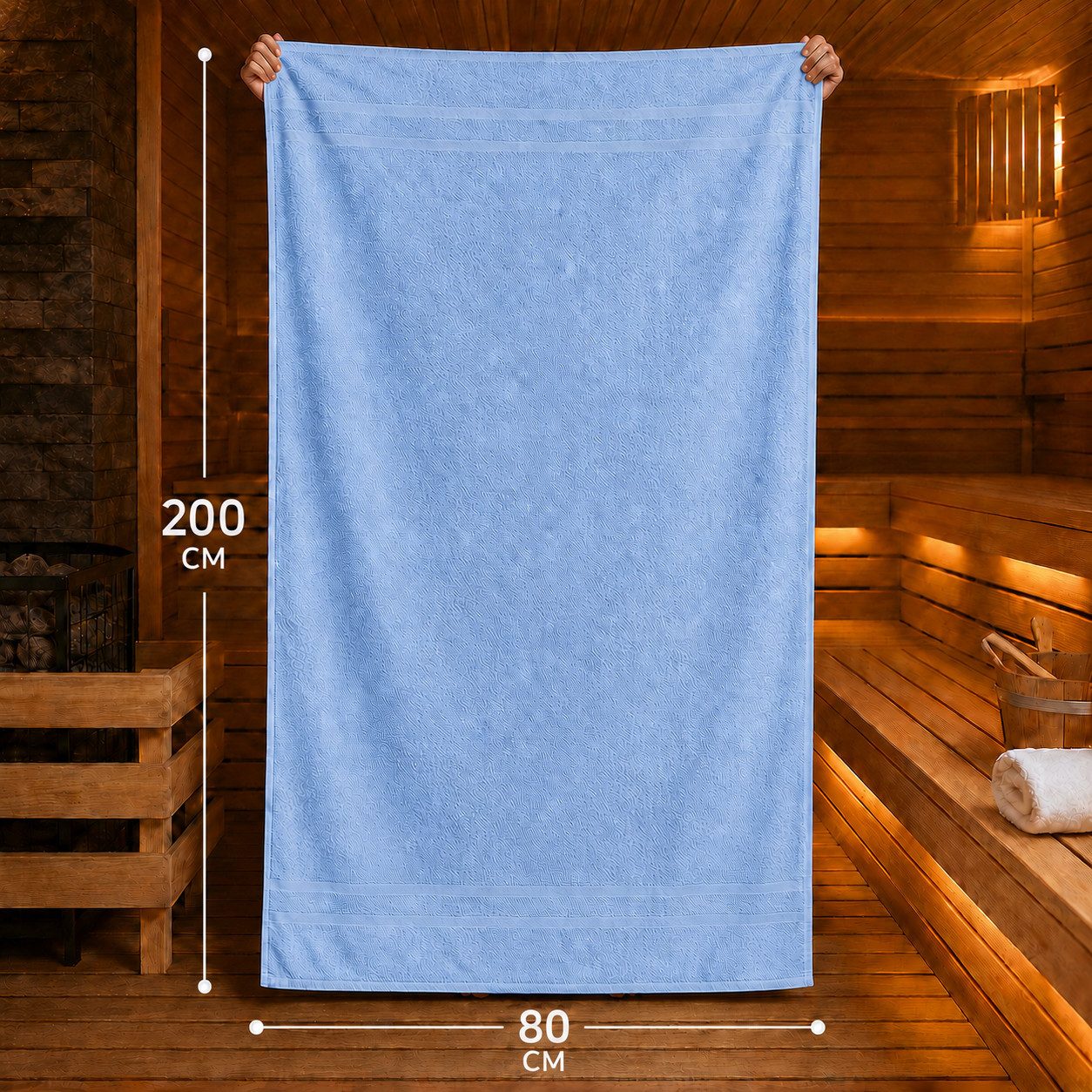Komfortec Saunatuch 2er Set extra Große - Premium Badetuch - 80x200 XXL, Frottee (2-St), extra Große, 100% Baumwolle, Weich, Schnelltrocknend – Bild 2 von 5
