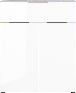 möbelando Kommode 404 (BxHxT: 83x102x42 cm), in braun, weiss mit einer Schublade und 2 Türen