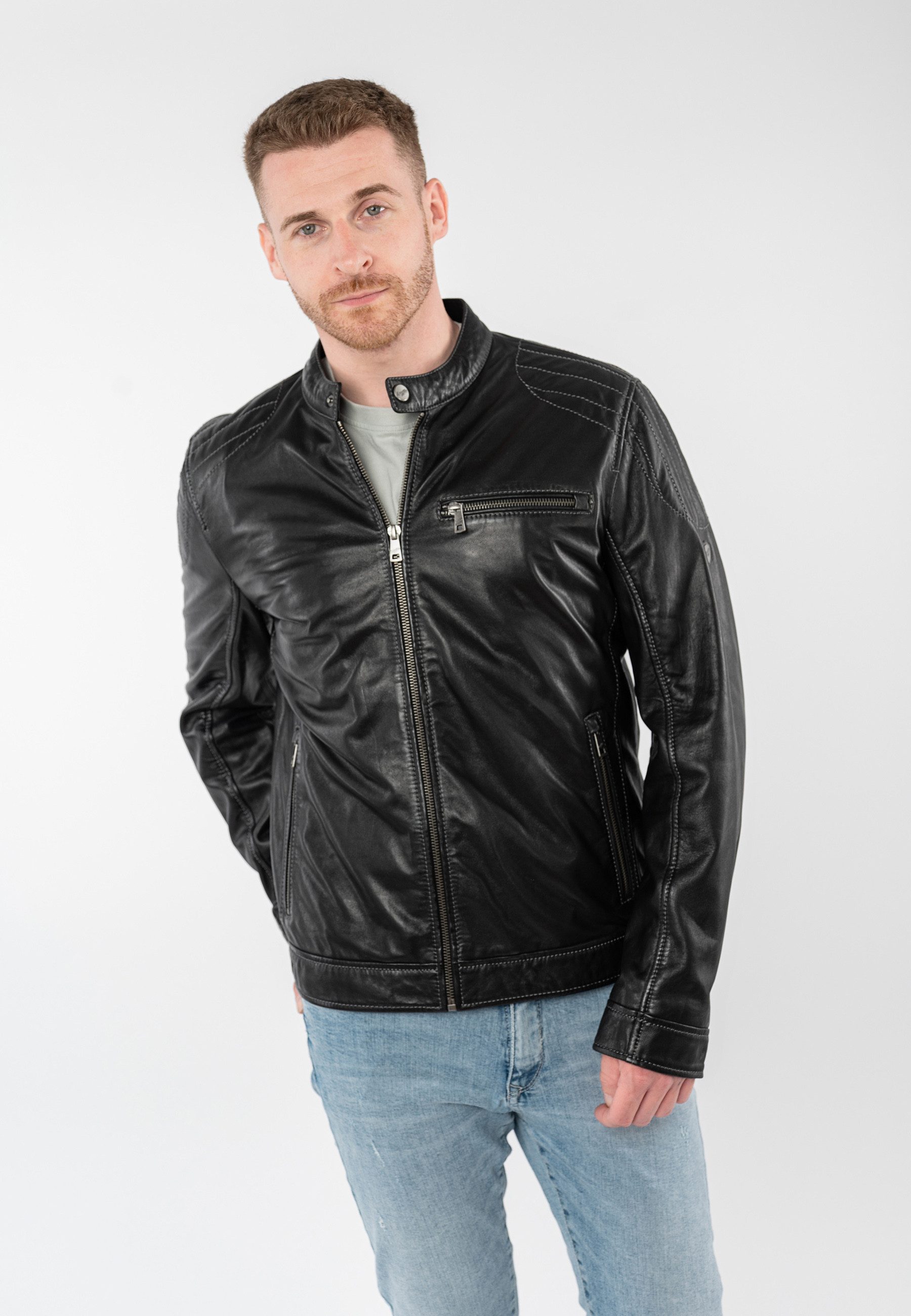 Mauritius Lederjacke MMOrvay mit Bikerkragen