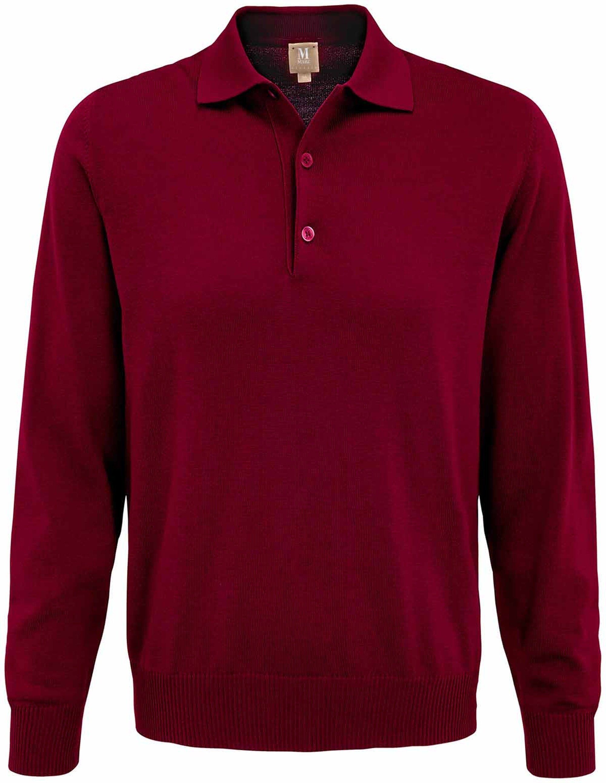 Polokragenpullover MAERZ Polo-Pullover bordeaux aus Merinowolle