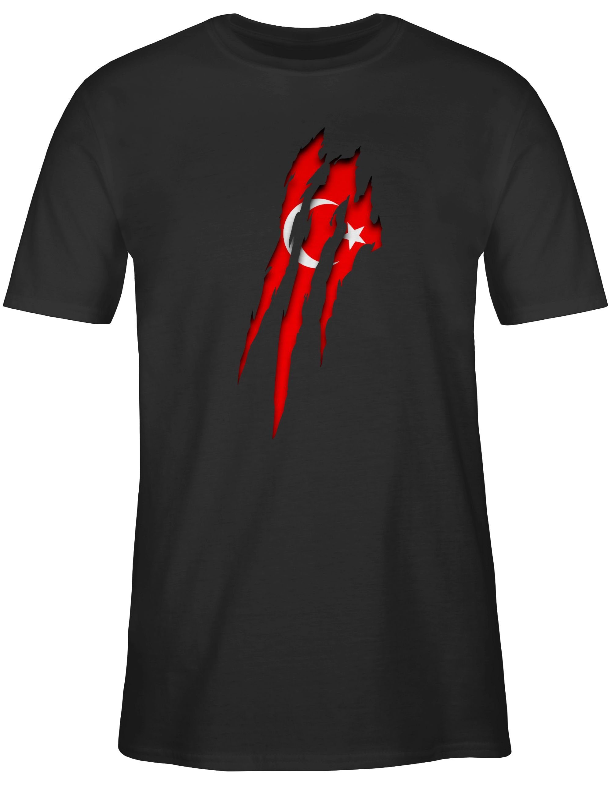 Türkei Shirtracer Wappen 01 Krallenspuren T-Shirt Länder Schwarz