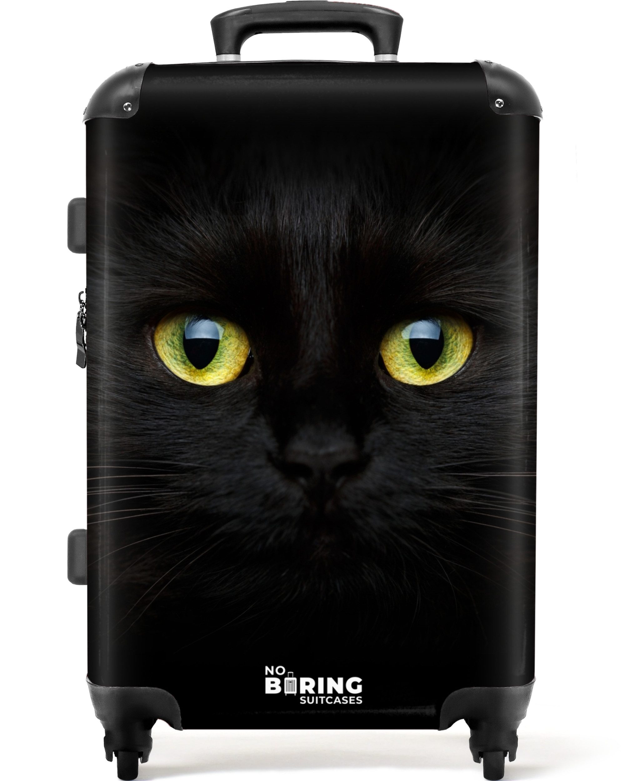 NoBoringSuitcases.com© Hartschalen-Trolley Schwarze Katze mit hellen günstig online kaufen