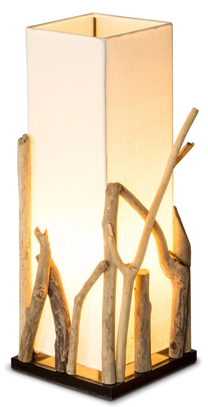 50cm aus Weiß Holz Tischlampe Nachttischlampe, Treibholz Lampe Tischleuchte Holzlampe Levandeo®