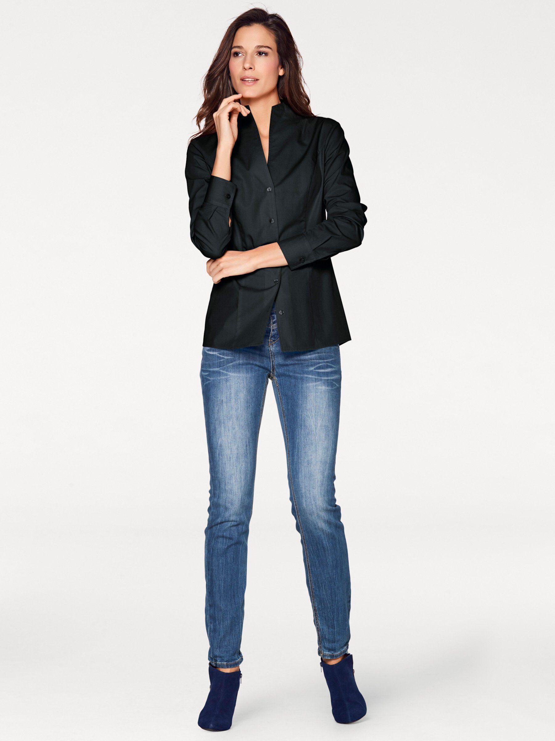 Klassische Bluse Stehkragen-Bluse