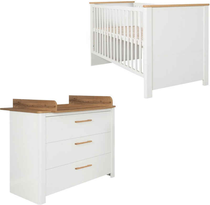 roba® Babymöbel-Set Ava, (Spar-Set, 2-St., Kinderbett, Wickelkommode), mit Kinderbett und Wickelkommode; Made in Europe