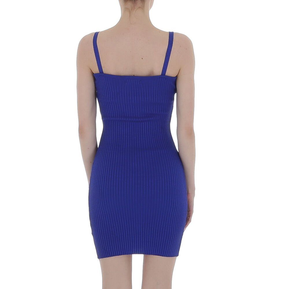 in Party Clubwear Kette Damen Ital-Design Blau Stretch Strickoptik Strickkleid & Minikleid