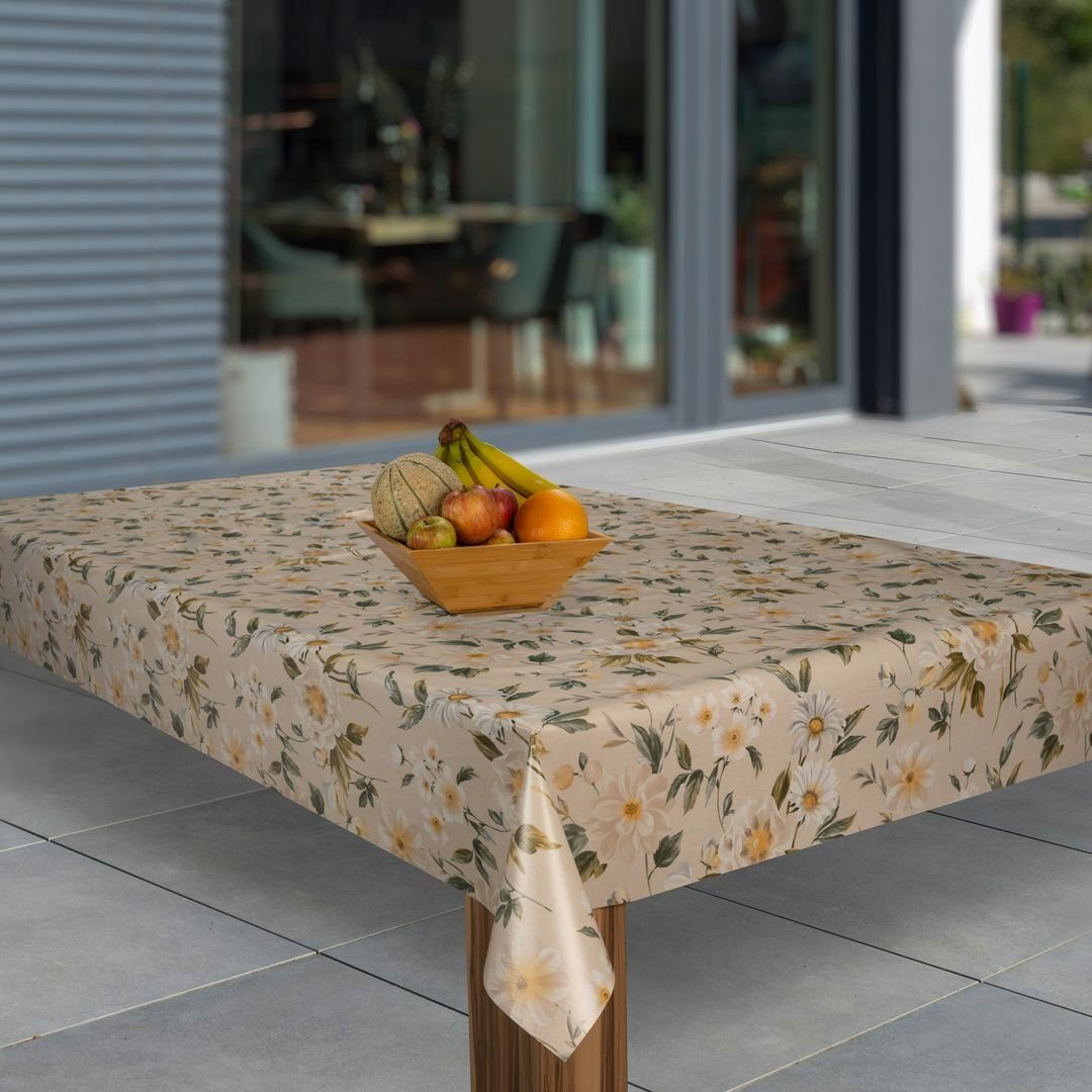 Tischdecke Wachstuch-Tischdecken Weihnachten Gänseblümchen Beige rechteckig