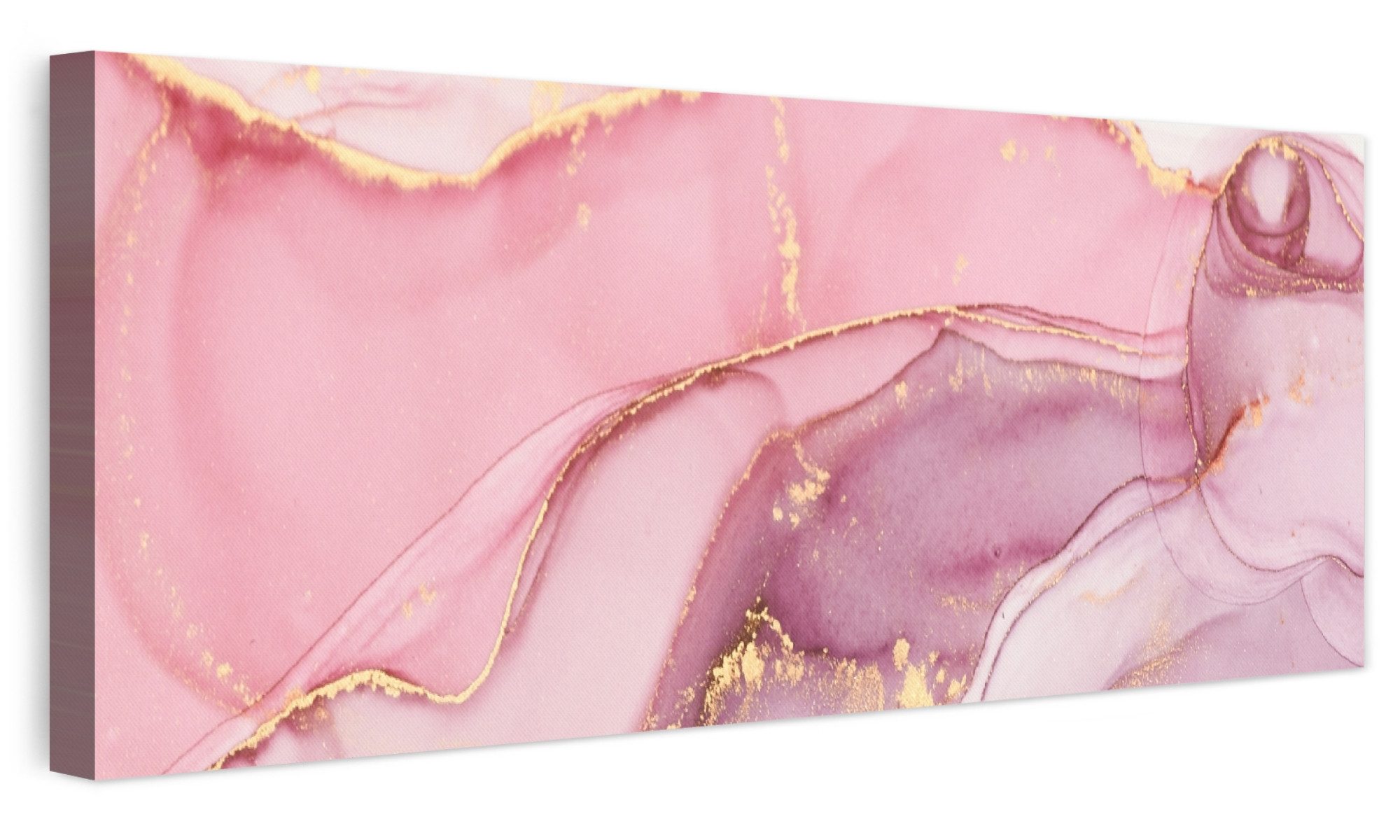 OneMillionCanvasses® Leinwandbild Panorama Gold - Marmor - Rosa, Fotodruck (1 St), Wandbild, Deko Schlafzimmer Wohnzimmer Flur 60x20 cm