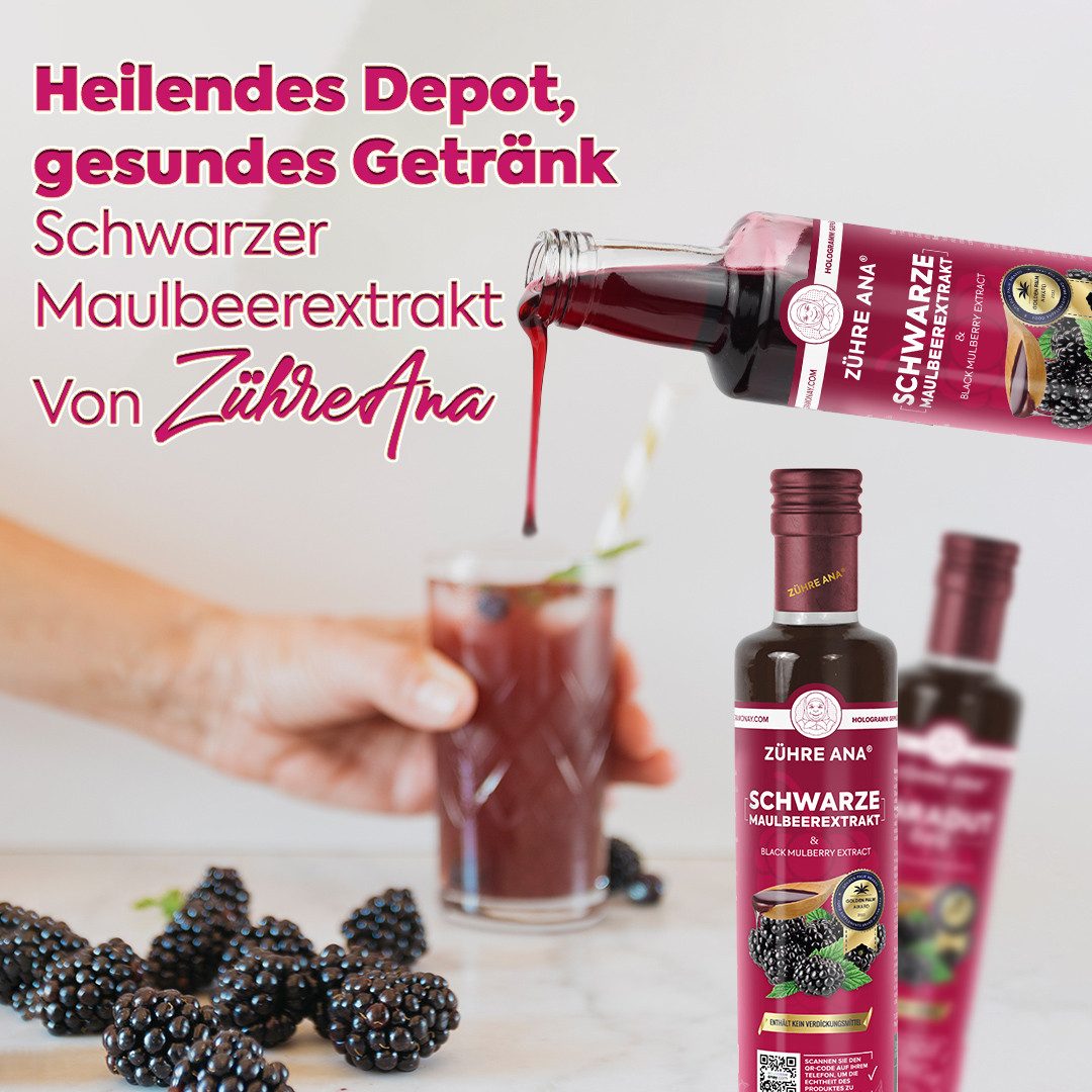Zühre Ana® Sirup Schwarzer Maulbeerextrakt – Ein reiner und natürlicher Geschmack, Natürliches Aroma, Multivitamin,Mischungsverhältnis: 1+5