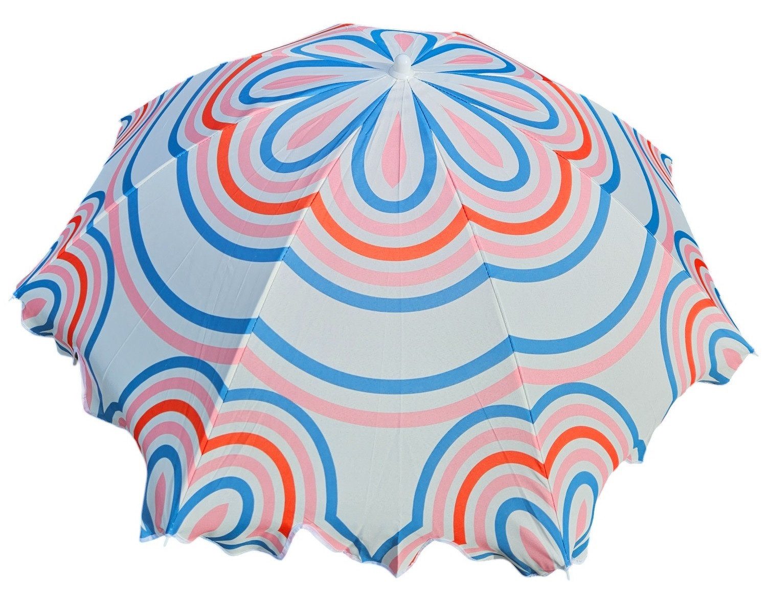 Meinposten Sonnenschirm Strandschirm UV 30+ Balkonschirm grün blau Kreise Streifen