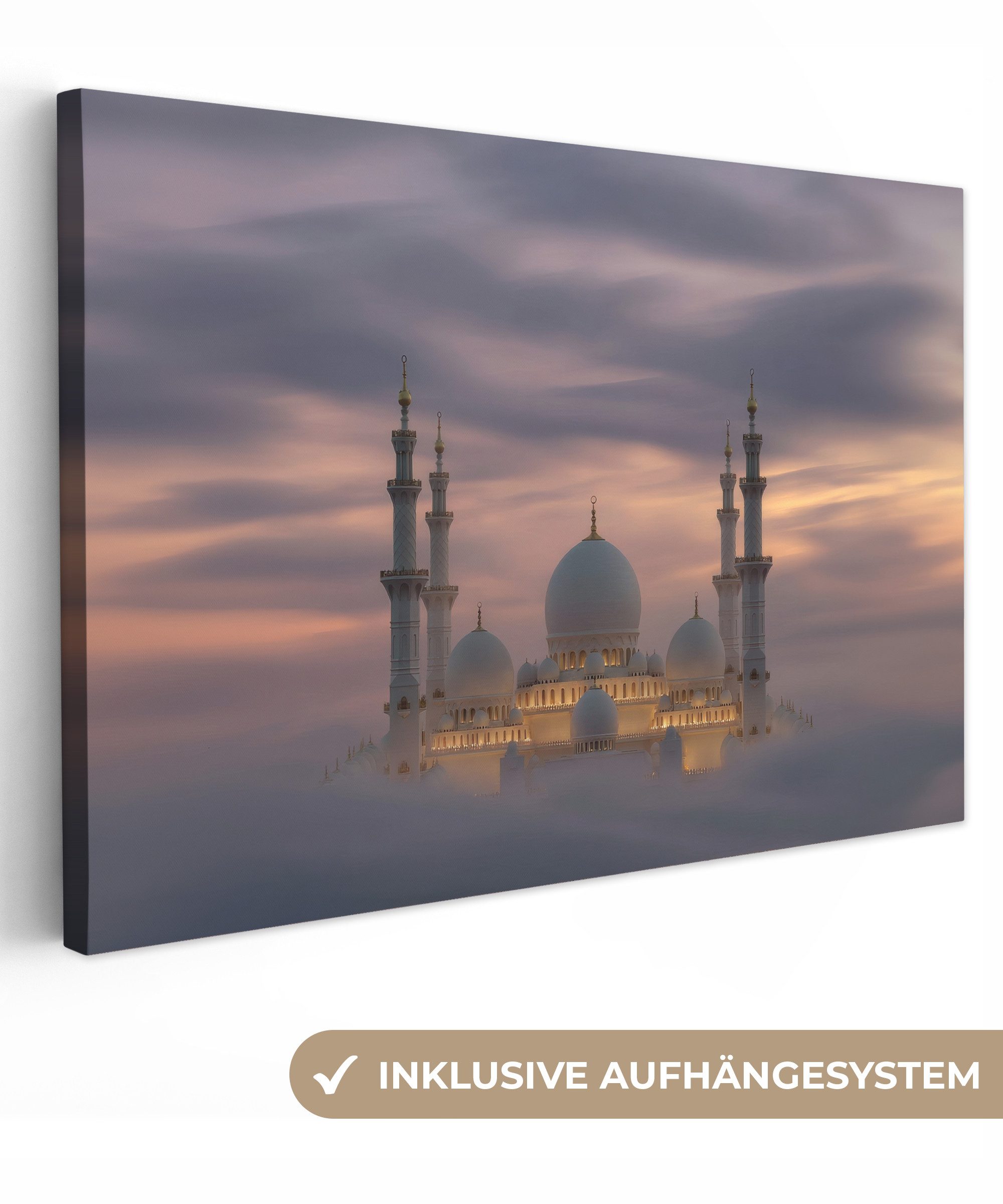 OneMillionCanvasses® Leinwandbild Sonnenuntergang - Moschee - Wolken - Isla günstig online kaufen